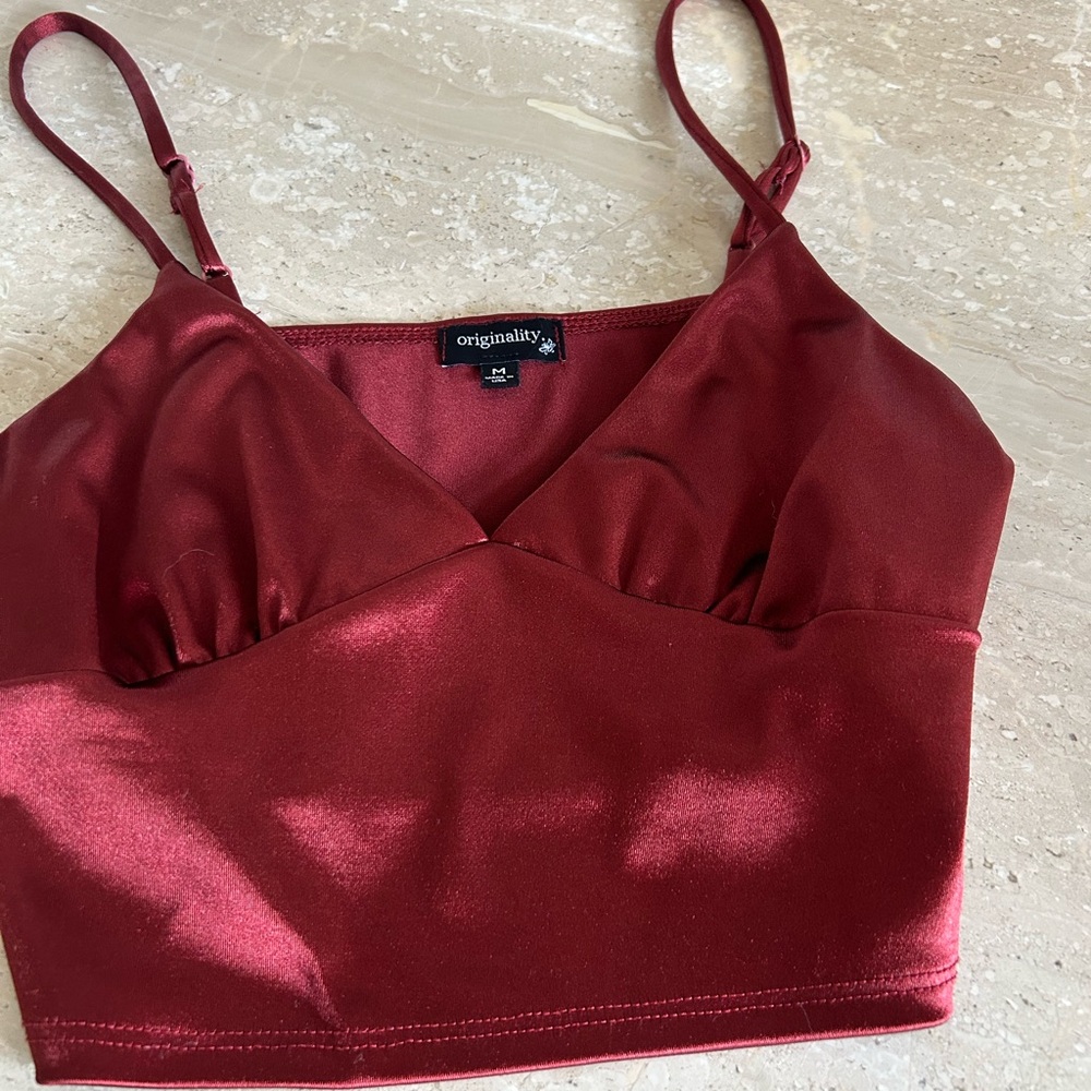 Women's Burgundy Crop Top